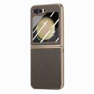 For Samsung Galaxy Z Flip5 5G Electroplated Back Screen Integrated Litchi Texture Phone Case(Grey) - 1