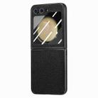 For Samsung Galaxy Z Flip5 5G Electroplated Back Screen Integrated Litchi Texture Phone Case(Black) - 1