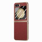 For Samsung Galaxy Z Flip5 5G Electroplated Back Screen Integrated Litchi Texture Phone Case(Red) - 1