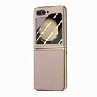 For Samsung Galaxy Z Flip5 5G Electroplated Back Screen Integrated Litchi Texture Phone Case(Khaki) - 1