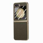 For Samsung Galaxy Z Flip5 5G Electroplated Back Screen Integrated Litchi Texture Phone Case(Dark Green) - 1