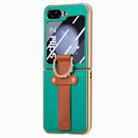 For Samsung Galaxy Z Flip5 5G Brilliant Plating PC Back Screen Integrated Ring Phone Case(Green) - 1