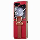 For Samsung Galaxy Z Flip5 5G Brilliant Plating PC Back Screen Integrated Ring Phone Case(Red) - 1