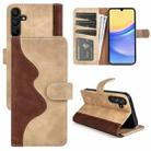 For Samsung Galaxy M15 5G Stitching Horizontal Flip Leather Phone Case(Yellow) - 1