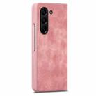 For  Samsung Galaxy Z Fold5 5G Integrated Film Retro Skin Feel Fold Leather Phone Case(Pink) - 1