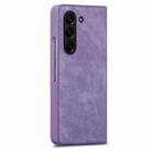 For  Samsung Galaxy Z Fold5 5G Integrated Film Retro Skin Feel Fold Leather Phone Case(Purple) - 1