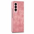 For Samsung Galaxy Z Fold4 Integrated Film Retro Skin Feel Fold Leather Phone Case(Pink) - 1