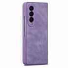 For Samsung Galaxy Z Fold4 Integrated Film Retro Skin Feel Fold Leather Phone Case(Purple) - 1