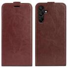 For Samsung Galaxy M15 5G R64 Texture Vertical Flip Leather Phone Case(Brown) - 1