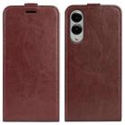 For Samsung Galaxy S25 Edge 5G R64 Texture Vertical Flip Leather Phone Case(Brown) - 1