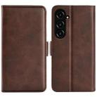 For Samsung Galaxy S23 FE 5G Dual-side Magnetic Buckle Horizontal Flip Leather Phone Case(Brown) - 1