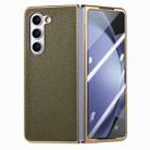 For Samsung Galaxy Z Fold5 5G Integrated Film Electroplated Leather Phone Case(Green) - 1