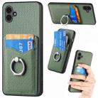 For Samsung Galaxy A04 Carbon Fiber Card Wallet Ring Holder Phone Case(Green) - 1