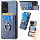 For Samsung Galaxy A53 5G Carbon Fiber Card Wallet Ring Holder Phone Case(Blue) - 1