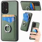 For Samsung Galaxy A53 5G Carbon Fiber Card Wallet Ring Holder Phone Case(Green) - 1