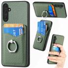 For Samsung Galaxy A54 Carbon Fiber Card Wallet Ring Holder Phone Case(Green) - 1