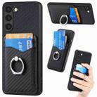 For Samsung Galaxy S23+ 5G Carbon Fiber Card Wallet Folding Ring Holder Phone Case(Black) - 1