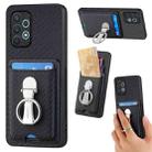 For Samsung Galaxy A32 4G Carbon Fiber Card Wallet Folding Ring Holder Phone Case(Black) - 1