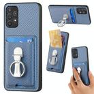For Samsung Galaxy A32 5G Carbon Fiber Card Wallet Ring Holder Phone Case(Blue) - 1