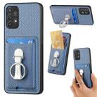 For Samsung Galaxy A32 5G Carbon Fiber Card Wallet Ring Holder Phone Case(Blue) - 1