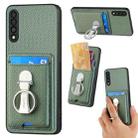 For Samsung Galaxy A50 / A50s /A30s Carbon Fiber Card Wallet Ring Holder Phone Case(Green) - 1