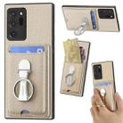 For Samsung Galaxy Note 20 Ultra Carbon Fiber Card Wallet Folding Ring Holder Phone Case(Khaki) - 1