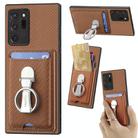 For Samsung Galaxy Note 20 Ultra Carbon Fiber Card Wallet Folding Ring Holder Phone Case(Brown) - 1