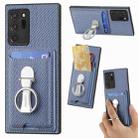 For Samsung Galaxy Note 20 Ultra Carbon Fiber Card Wallet Folding Ring Holder Phone Case(Blue) - 1