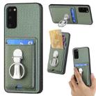 For Samsung Galaxy S20 Carbon Fiber Card Wallet Folding Ring Holder Phone Case(Green) - 1