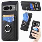 For Google Pixel 7 Pro Carbon Fiber Card Wallet Ring Holder Phone Case(Black) - 1