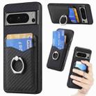 For Google Pixel 8 Pro Carbon Fiber Card Wallet Ring Holder Phone Case(Black) - 1