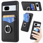 For Google Pixel 7A Carbon Fiber Card Wallet Ring Holder Phone Case(Black) - 1