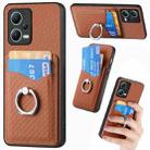 For Xiaomi 13 Lite Carbon Fiber Card Wallet Ring Holder Phone Case(Brown) - 1