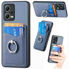 For Xiaomi 13 Lite Carbon Fiber Card Wallet Ring Holder Phone Case(Blue) - 1