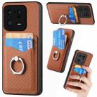For Xiaomi 13 Pro Carbon Fiber Card Wallet Ring Holder Phone Case(Brown) - 1