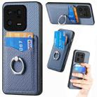 For Xiaomi 13 Pro Carbon Fiber Card Wallet Ring Holder Phone Case(Blue) - 1