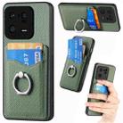 For Xiaomi 13 Pro Carbon Fiber Card Wallet Ring Holder Phone Case(Green) - 1