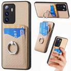 For Xiaomi Poco M3 Pro Carbon Fiber Card Wallet Ring Holder Phone Case(Khaki) - 1
