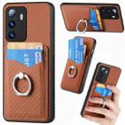 For Xiaomi Redmi  Note 10 5G Carbon Fiber Card Wallet Ring Holder Phone Case(Brown) - 1