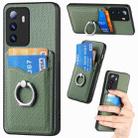 For Xiaomi Redmi  Note 10 5G Carbon Fiber Card Wallet Ring Holder Phone Case(Green) - 1