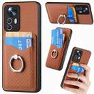 For Xiaomi 12T Carbon Fiber Card Wallet Ring Holder Phone Case(Brown) - 1