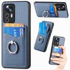 For Xiaomi 12T Pro Carbon Fiber Card Wallet Ring Holder Phone Case(Blue) - 1