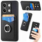 For Xiaomi Redmi Note 13 Carbon Fiber Card Wallet Ring Holder Phone Case(Black) - 1