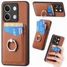 For Xiaomi Redmi Note 13 Carbon Fiber Card Wallet Ring Holder Phone Case(Brown) - 1