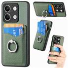 For Xiaomi Redmi Note 13 Carbon Fiber Card Wallet Ring Holder Phone Case(Green) - 1