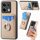 For Xiaomi Redmi Note 13 Pro Carbon Fiber Card Wallet Ring Holder Phone Case(Khaki) - 1