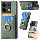 For Xiaomi Redmi Note 13 Pro+ Carbon Fiber Card Wallet Ring Holder Phone Case(Green) - 1