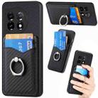 For OnePlus 11 Carbon Fiber Card Wallet Ring Holder Phone Case(Black) - 1