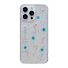 For iPhone 15 Pro Max Gypsophila Flowers Pattern TPU Protective Phone Case(Green) - 1