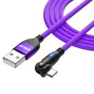 ENKAY 180 Degrees Rotating USB to 8 Pin Charging Data Cable with LED Light, Length:2m(Purple) - 1